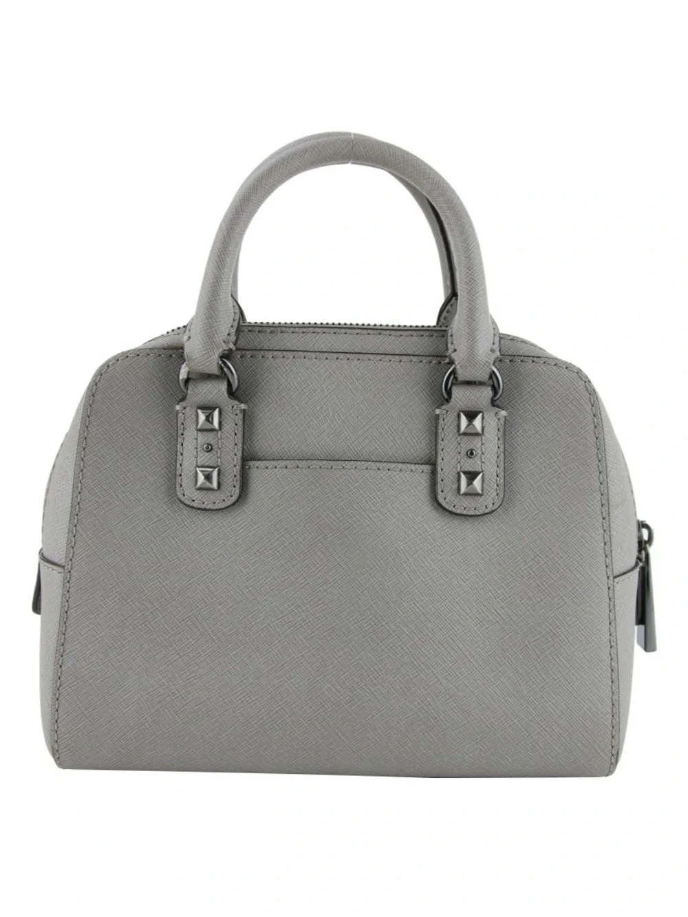 Michael Kors Light Grey Studded Saffiano Satchel